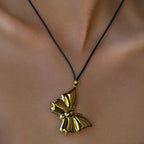 Gold Stainless Steel Butterfly Necklace