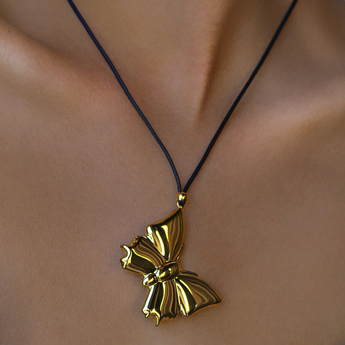 Gold Stainless Steel Butterfly Necklace