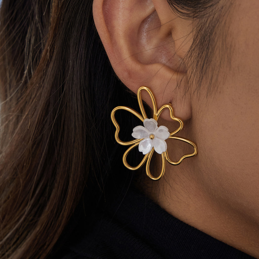 Earrings 3# Stainless Steel Petal Earrings