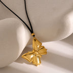 Gold Stainless Steel Butterfly Necklace