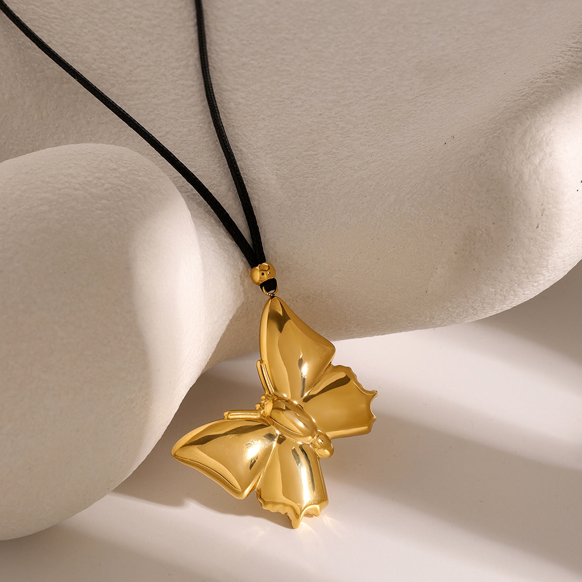 Gold Stainless Steel Butterfly Necklace