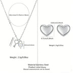 Set Stainless Steel Heart Earrings And Key Necklace Set