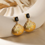 Earring 1# Stainless Steel Pearl Flower Earrings
