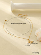 Fashion One Piece White Diamond And Gold Butterfly Necklace Stainless Steel Diamond Butterfly Necklace