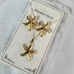Set 18# Stainless Steel Flower Necklace And Earring Set