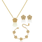 Five-leaf Clover Full Diamond Necklace Stainless Steel Diamond Flower Necklace