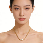 Set Stainless Steel Pearl Necklace Bracelet And Earring Set