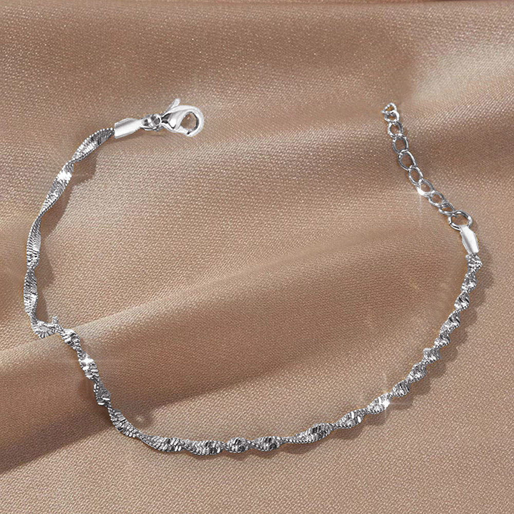 Silver Stainless Steel Gold-plated Water Wave Chain Bracelet