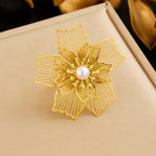 Ring #2 Stainless Steel Diamond-encrusted Flower Ring