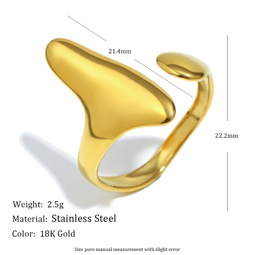 Arc Open Ring-gold Stainless Steel Curved Ring