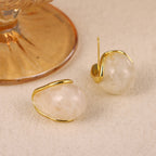Earring #17 Irregular Resin Amber 18k Steel Earrings