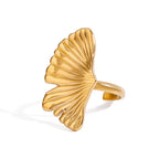 Gold Ginkgo Leaf Open Ring