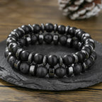 Bracelet 2 Volcanic Stone Hematite Beaded Men's Bracelet