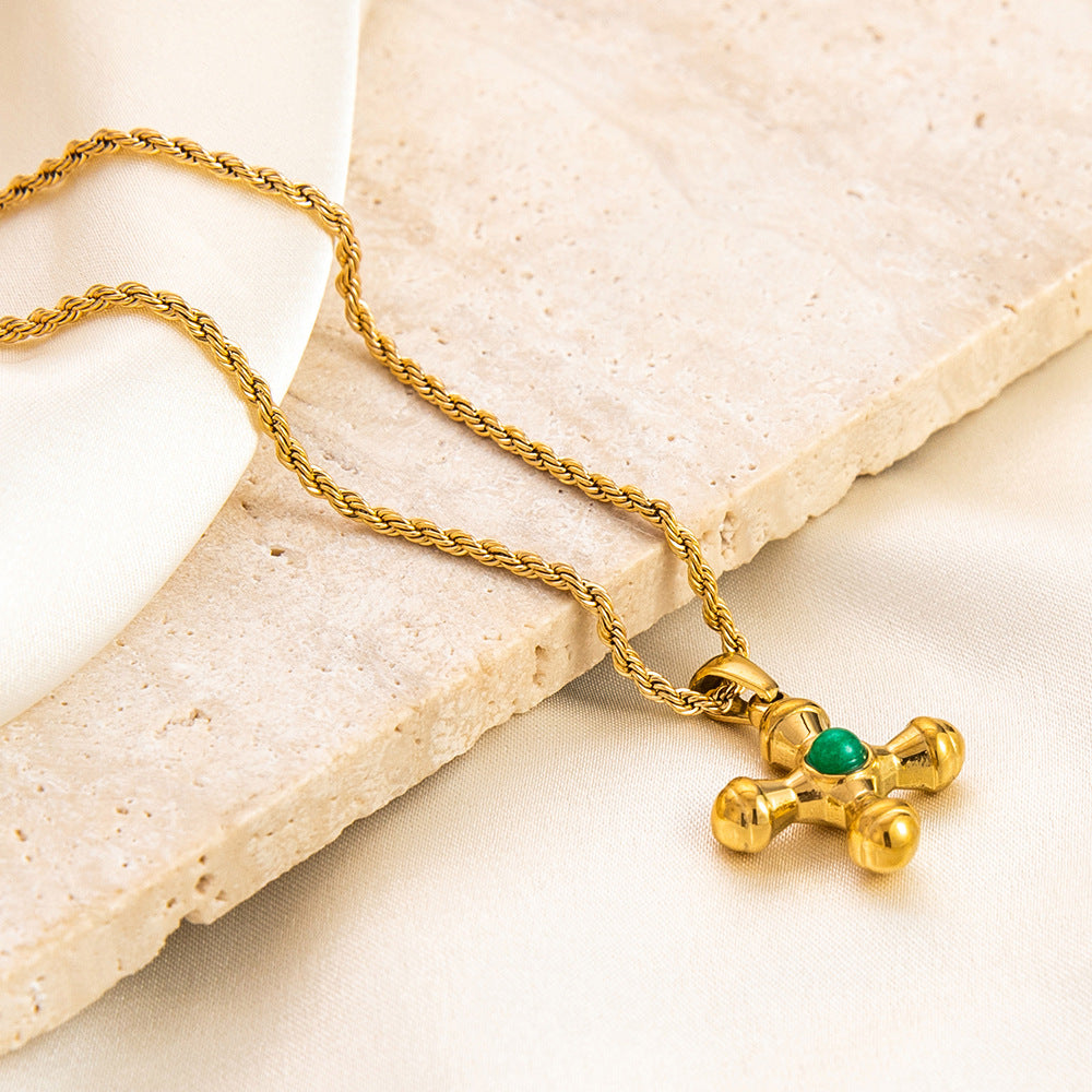 Gold Stainless Steel Cross Necklace