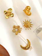 Golden Love Heart Stainless Steel Heart Ring