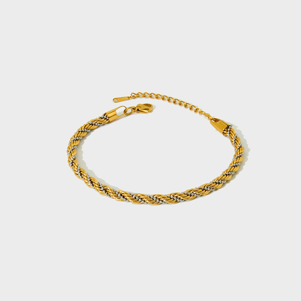Gold And Silver Stainless Steel Color Matching Twist Bracelet